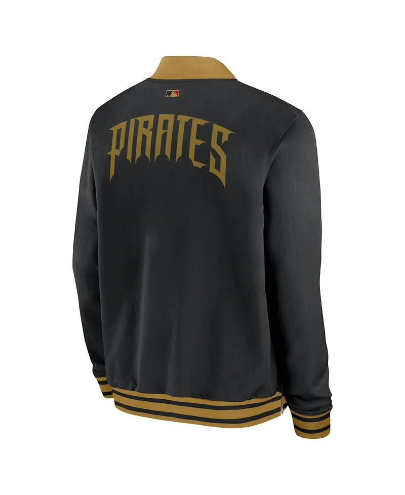 Nike Men's Black Pittsburgh Pirates 2026 City Connect Authentic Collection Relaxed Full-Zip Bomber Jacket