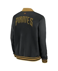 Nike Men's Black Pittsburgh Pirates 2026 City Connect Authentic Collection Relaxed Full-Zip Bomber Jacket