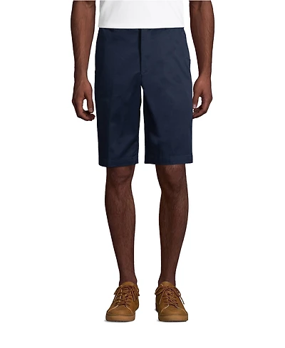 Lands' End Men's Long Plain Front Blend Chino Shorts