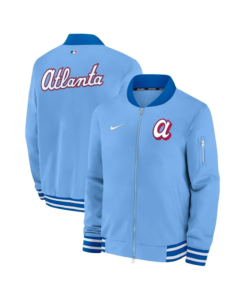 Nike Men's Light Blue Atlanta Braves 2026 City Connect Authentic Collection Relaxed Full-Zip Bomber Jacket