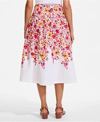 Lands' End Women's Poplin Drop Waist Midi Skirt - Set Bottom