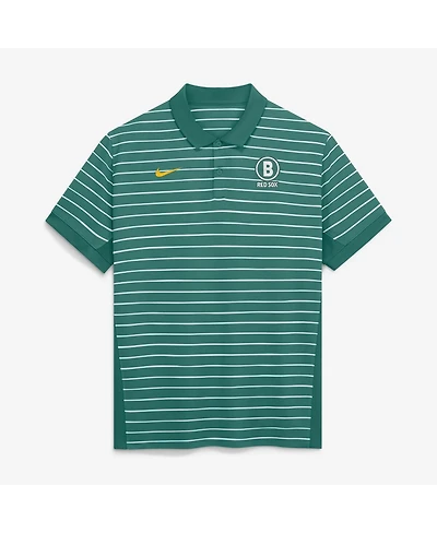 Nike Men's Green/White Boston Red Sox Authentic Collection City Connect Striped Victory Dri-fit Polo Shirt