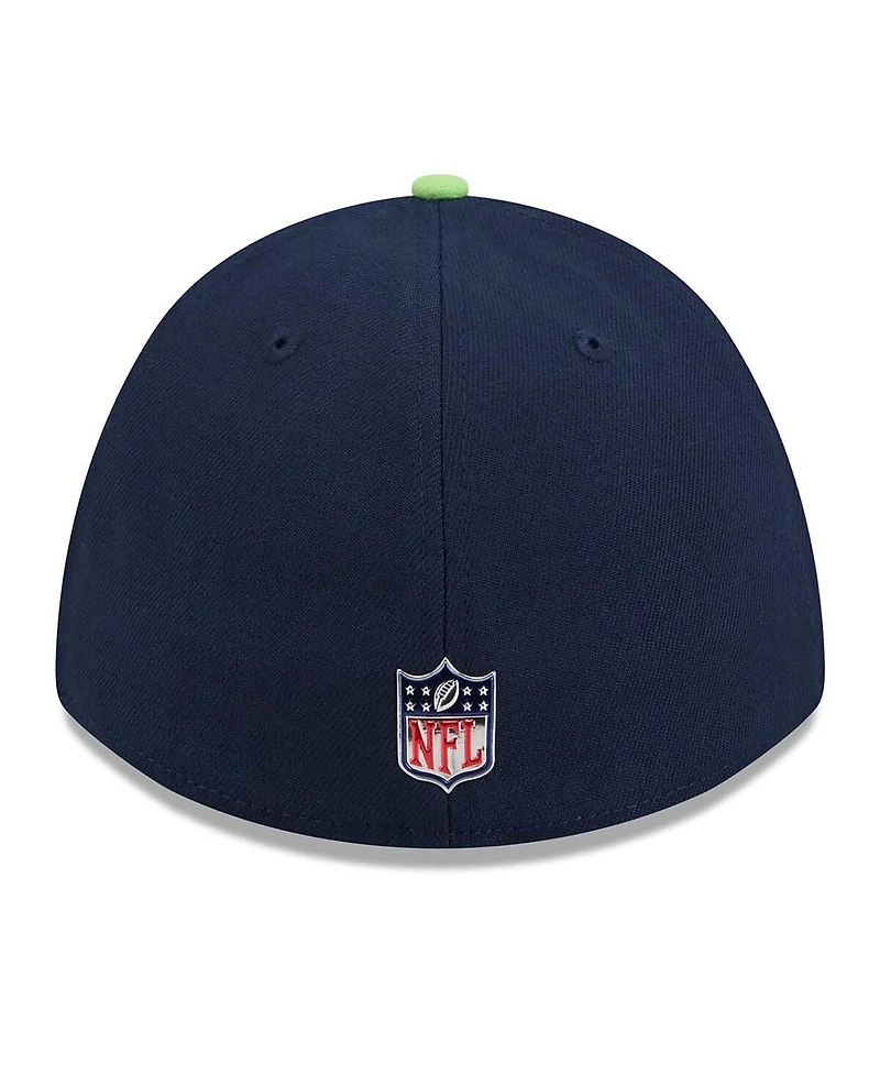 New Era Men's College Navy/Neon Green Seattle Seahawks 2026 Nfl Draft 39THIRTY M-Crown Flex Hat