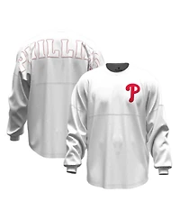 Fanatics Women's White Philadelphia Phillies Baseball Stitch Spirit Jersey Long Sleeve T-Shirt