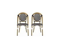 sumyeg Set of 2 Bamboo Print Aluminum Outdoor Chairs, Lightweight and Rust-Resistant