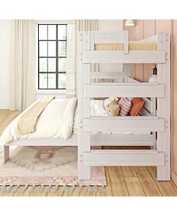 Max and Lily Farmhouse L-Shaped Bunk Bed with Desk