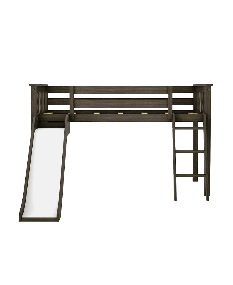 Max & Lily Low Loft With Easy Slide and Farmhouse Curtain