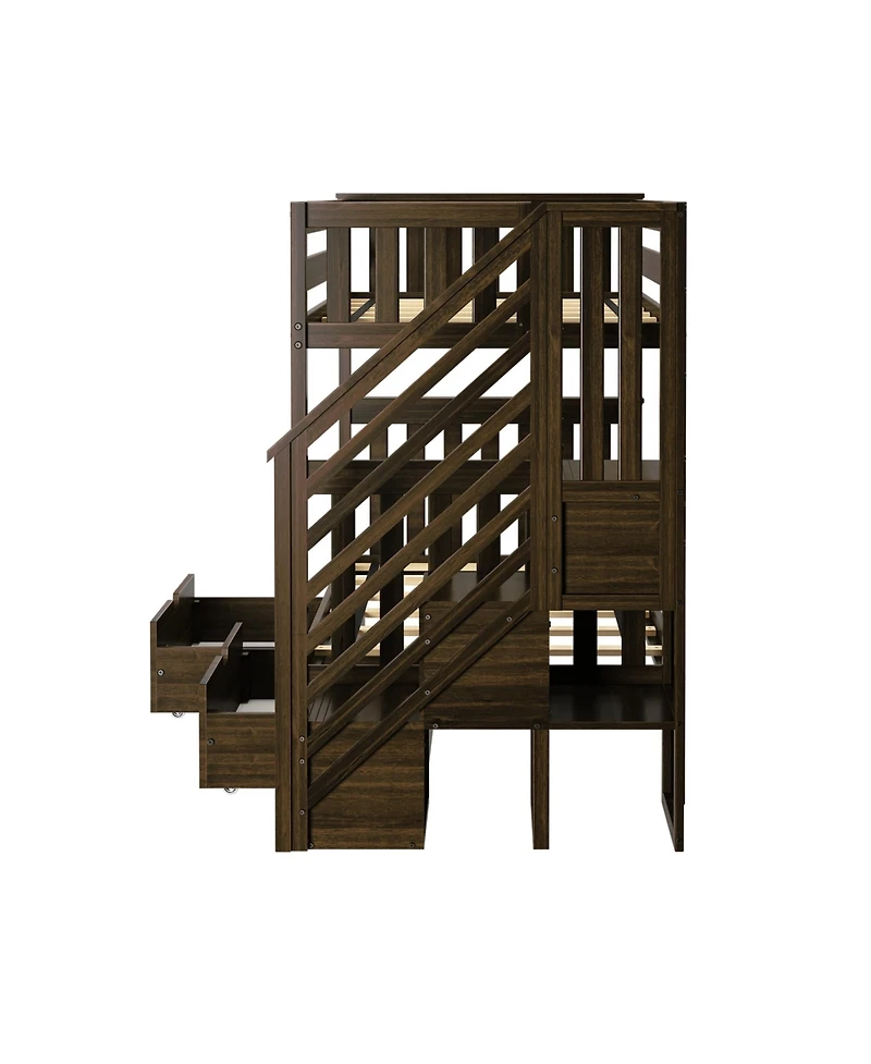 Max and Lily Twin over Staircase Bunk Bed with Storage Drawers