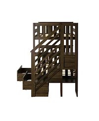 Max and Lily Twin over Staircase Bunk Bed with Storage Drawers
