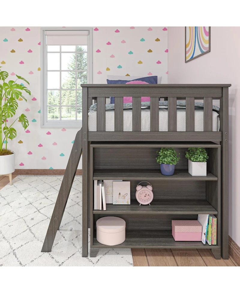 Max & Lily Low Loft With 3-Shelf Bookcase and 6-Shelf