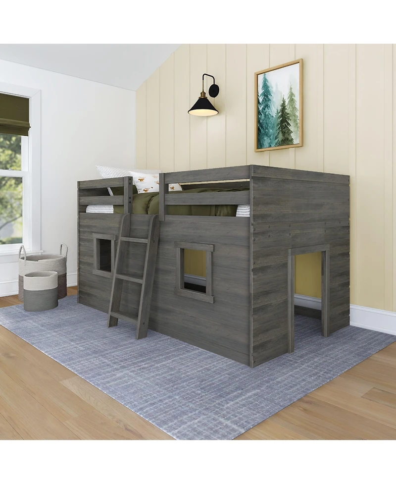 Max and Lily Farmhouse Twin Low Loft with 2 Windows