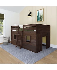 Max and Lily Farmhouse Twin Low Loft with 2 Windows