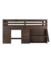 Max and Lily Farmhouse Twin Low Loft with Bookcase