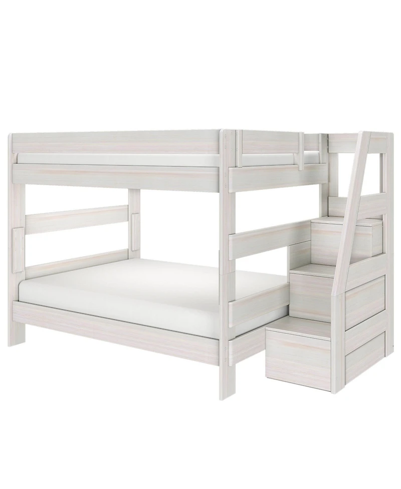 Max and Lily Modern Farmhouse Queen Over Bunk Bed With Staircase