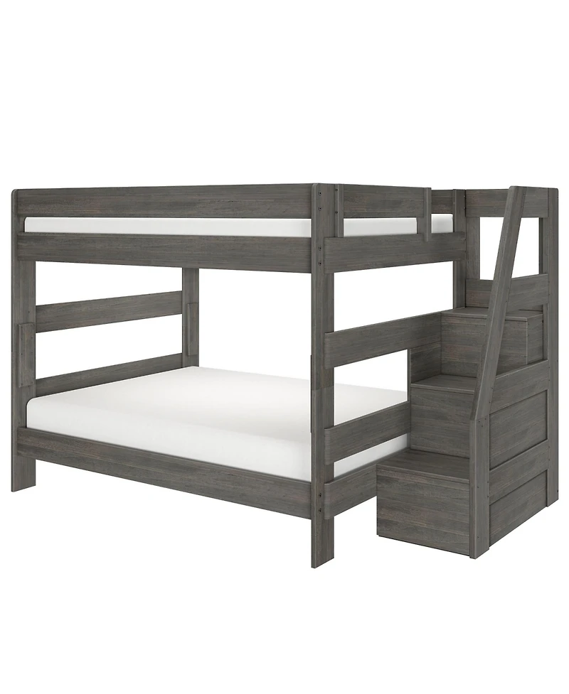 Max and Lily Modern Farmhouse Queen Over Bunk Bed With Staircase