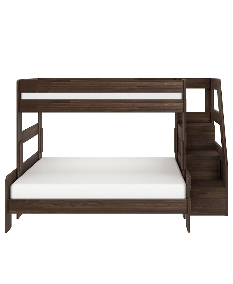 Max & Lily Modern Farmhouse Twin Over Full Bunk Bed With Staircase