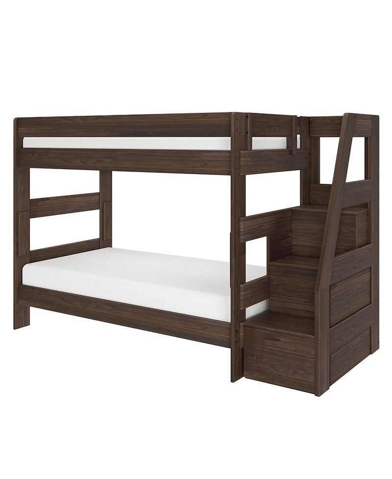 Max and Lily Modern Farmhouse Twin Over Bunk Bed With Staircase
