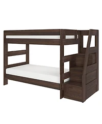 Max and Lily Modern Farmhouse Twin Over Bunk Bed With Staircase