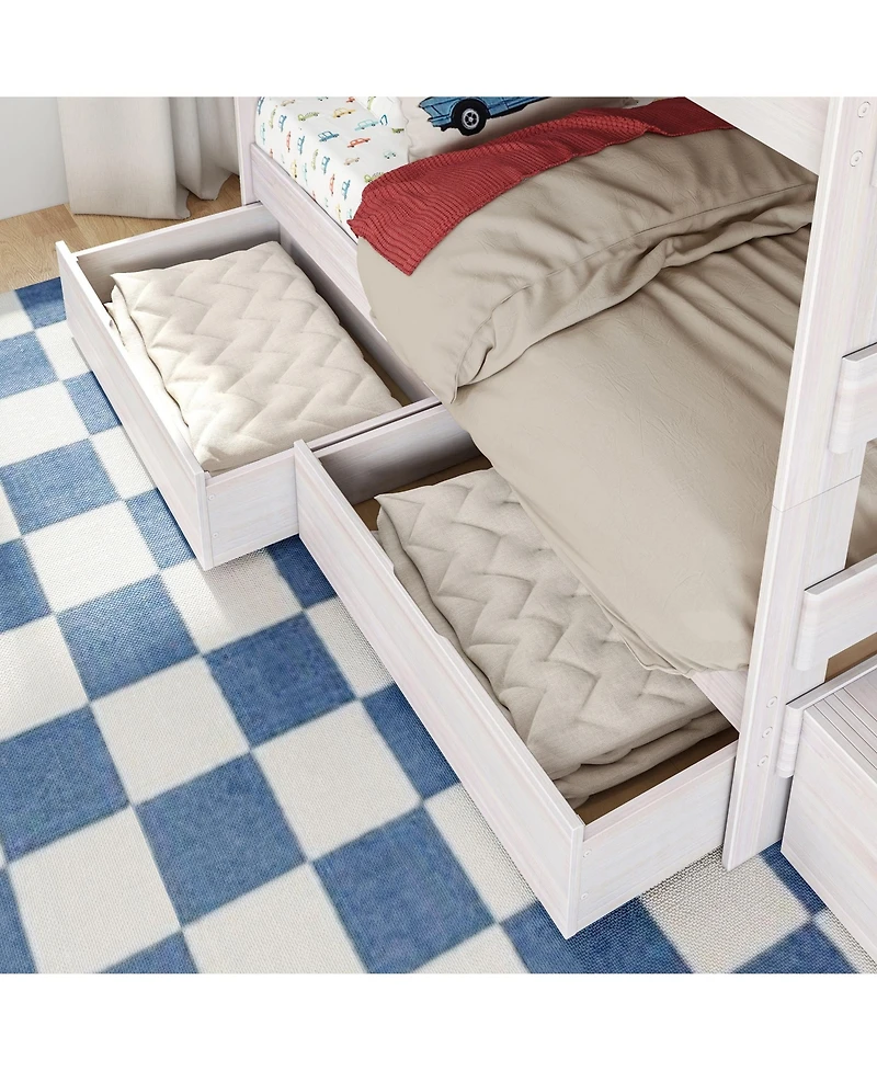 Max and Lily Modern Farmhouse Twin Over Bunk Bed With Staircase Storage Drawers