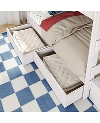 Max and Lily Modern Farmhouse Twin Over Bunk Bed With Staircase Storage Drawers