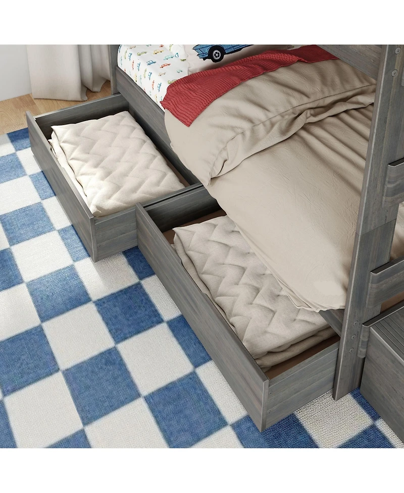 Max and Lily Modern Farmhouse Twin Over Bunk Bed With Staircase Storage Drawers