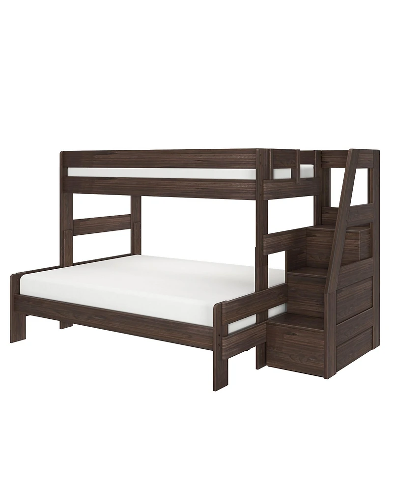 Max & Lily Modern Farmhouse Twin Xl Over Queen Bunk Bed With Staircase