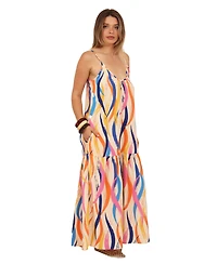 24seven Comfort Apparel Women's Abstract Print Scoop Neck Dress