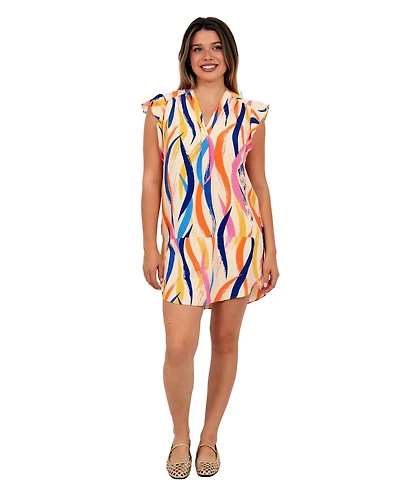 24seven Comfort Apparel Women's Abstract Print Shift Dress