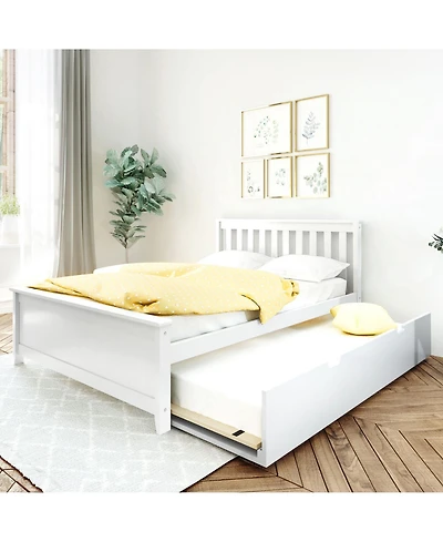 Max and Lily Full Bed Frame with Trundle, Solid Wood Platform Storage