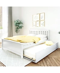 Max and Lily Full Bed Frame with Trundle, Solid Wood Platform Storage
