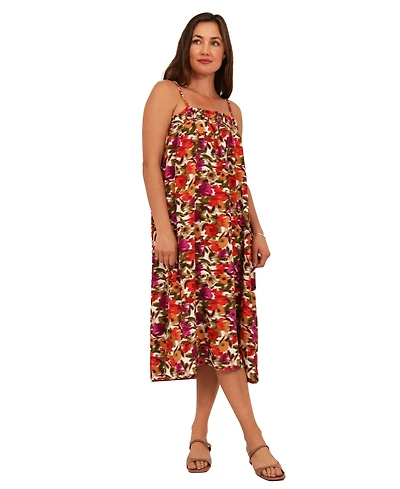 24seven Comfort Apparel Women's Abstract Print A-Line Dress