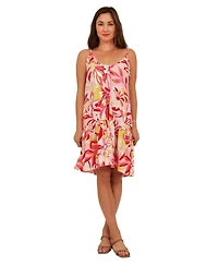24seven Comfort Apparel Women's Floral Print Scoop Mini Dress