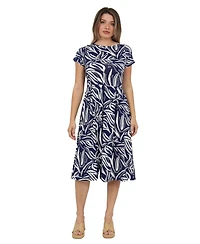 24seven Comfort Apparel Women's Abstract Print Midi Dress