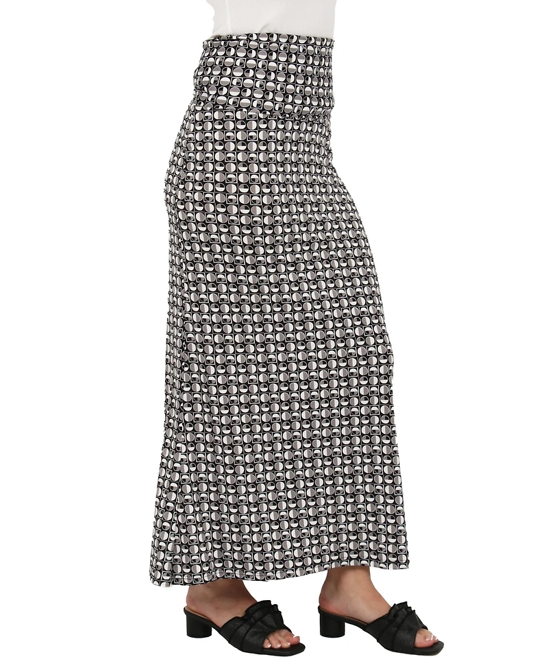 24seven Comfort Apparel Women's Geometric Print Maxi Skirt