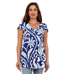 24seven Comfort Apparel Women's Paisley Print Tunic Top