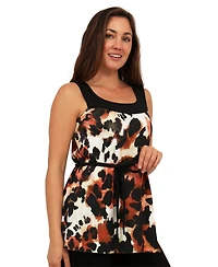24seven Comfort Apparel Women's Cheetah Print Round Neck Top