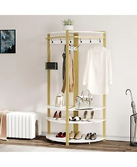 gaomon Corner Clothes Rack with Shoe Bench