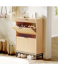 gaomon Modern Fluted Shoe Cabinet
