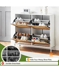 gaomon Rattan Narrow Shoe Cabinet
