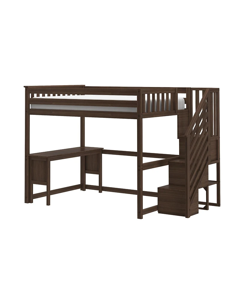 Max & Lily Classic Full High Loft, Desk, Staircase