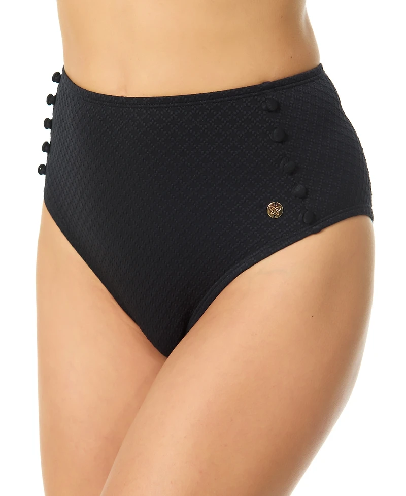 CeCe Women's Covered-Button High-Rise Swim Bottoms