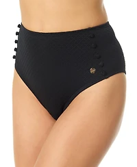 CeCe Women's Covered-Button High-Rise Swim Bottoms