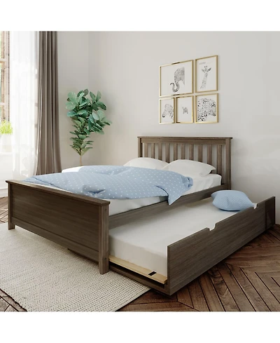 Max and Lily Full Bed Frame with Trundle, Solid Wood Platform Storage