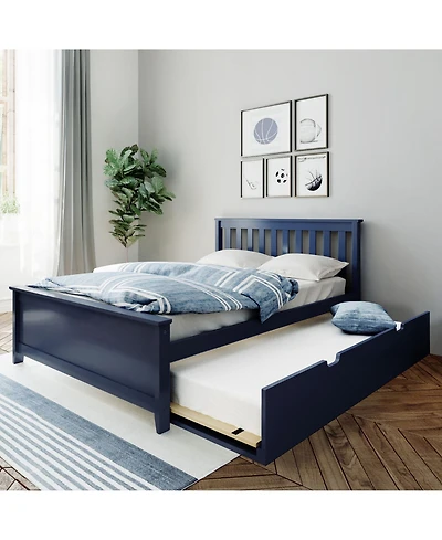 Max and Lily Full Bed Frame with Trundle, Solid Wood Platform Storage