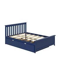 Max and Lily Full Bed Frame with Trundle, Solid Wood Platform Storage