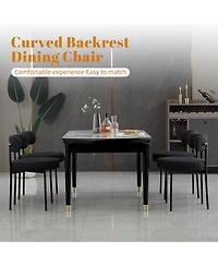 Dyhome Boucle Dining Chairs Set of 1, Upholstered with Black Metal Legs, Modern Accent Chair