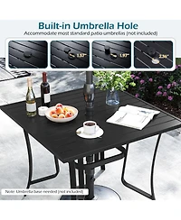 Slickblue Square Outdoor Dining Table Metal with Umbrella Hole