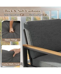 Gouun Modern Aluminum Patio Armchairs Set of 2 with Olefin Cushions