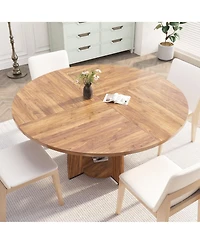 homfan Modern Dining Table with Storage Shelf, 47-Inch Round Table for 4-6, Adjustable Feet, Ideal for Dining Room or Apartment