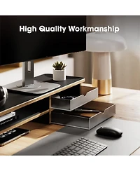 Gnuadz Monitor Stand Dual Riser Wood Desk Organizer